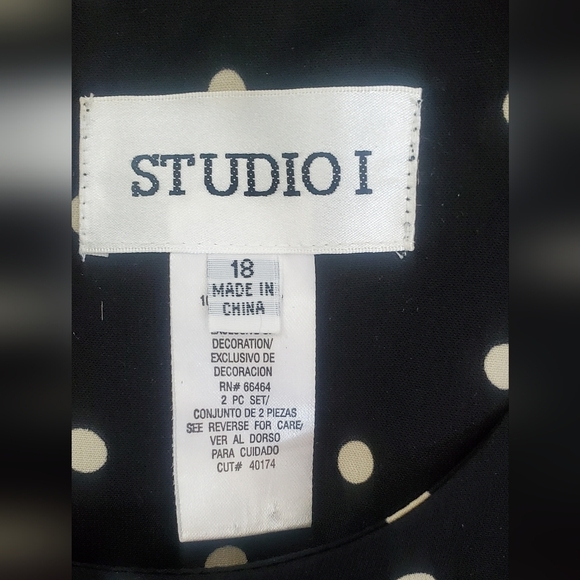 Studio I Black Polka Dot Jackie O Belted Sheath Midi Dress Size 18 XL Retro - Picture 8 of 8